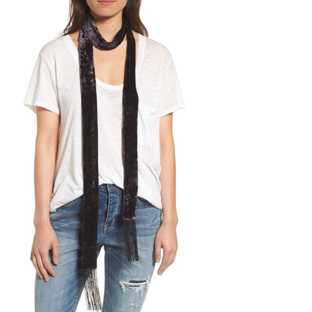 Fringe Velvet Scarf